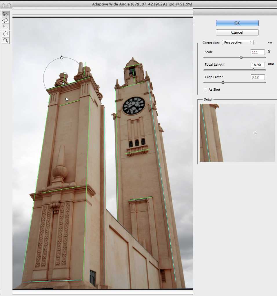 adaptive wide angle screenshot photoshop