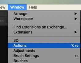 action window photoshop