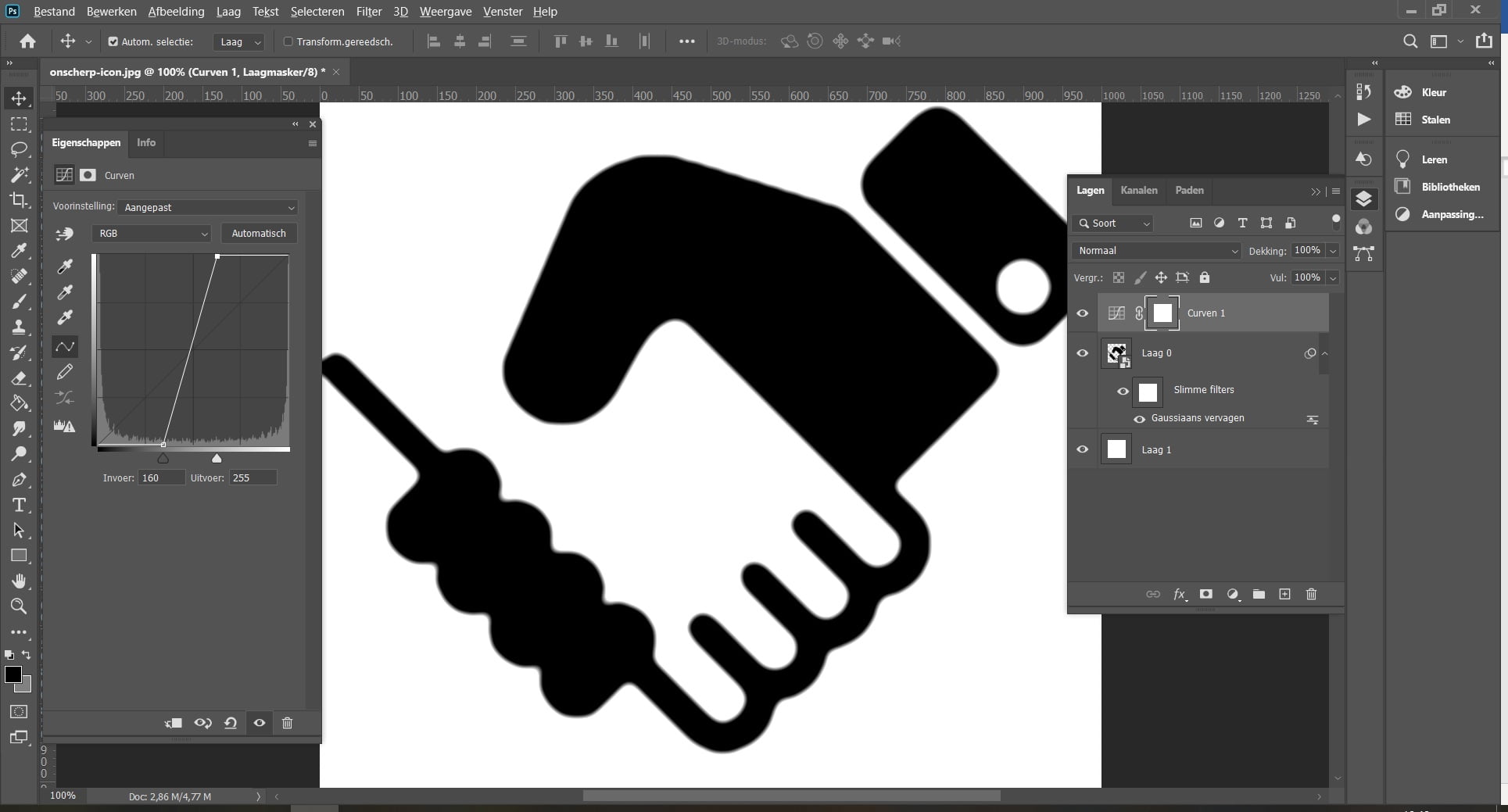 icon aanpassingslaag curve